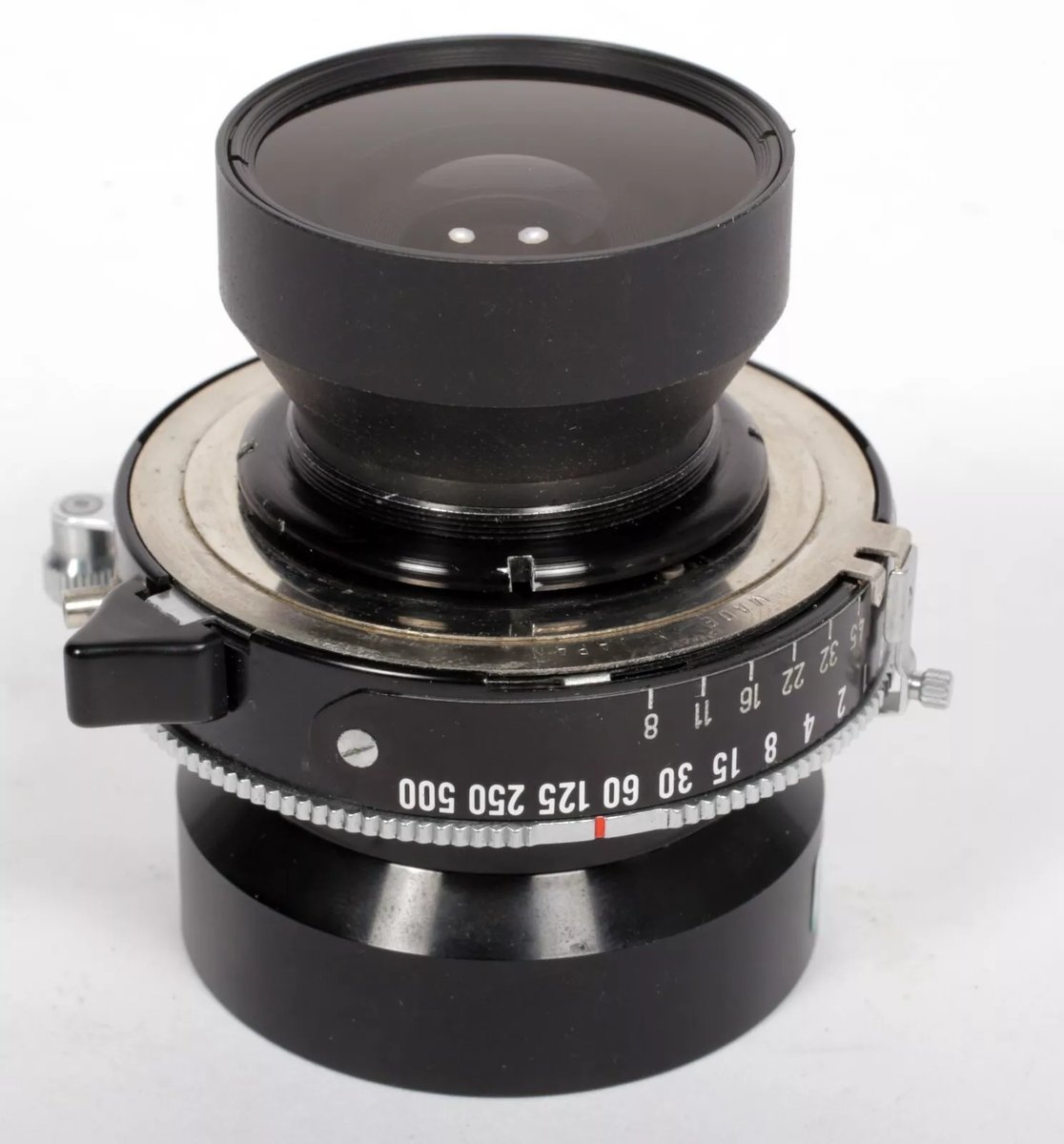 Schneider Super Angulon 75mm F8 lens in Copal #0 shutter